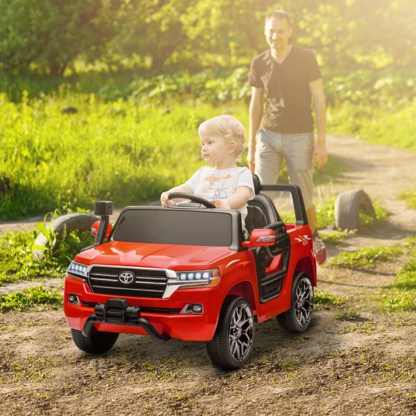 Carro Elétrico para Crianças Toyota Land Cruiser 12V com Faróis Buzina Arranque Lento e Música MP3 107x65x55,5 cm Vermelho