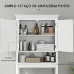 Móvel sobre Sanita Armário para Máquina de Lavar Roupa com 2 Portas Compartimento e Prateleira Ajustável 70x20x175 cm Branco