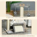 Árvore Arranhador para Gatos Pequena com Poste Giratório Bolas Suspensas Plataforma Curva e Esconderijo 40x30x43 cm Cinza