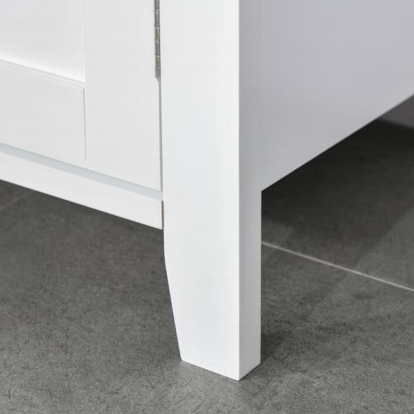 Móvel para Lavatório Pousar com 2 Portas e Prateleira Ajustável Estilo Moderno 60x30x60cm Branco e Madeira