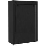 Roupeiro de Tecido Dobrável com 6 Prateleiras e 1 Barra de Pendurar para Dormitório Vestidor 103x43x162,5 cm Preto