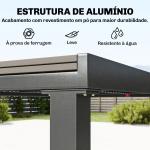 Conjunto de Mesa e Cadeiras de Jardim com Mesa Extensível Estrutura de Alumínio 8 Cadeiras e Tampo de Ripas de Madeira Plástica