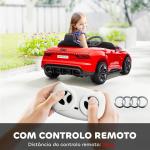 Carro Elétrico AUDI RS E - Tron GT 12V com 2 Motores Controlo Remoto Faróis LED Buzina Música USB 3 - 5km/h 103x58x41 cm Vermelho