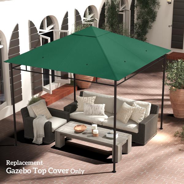 Toldo de Substituição de 3x3m para Pérgola de Jardim com 8 Orifícios de Drenagem e Ventilação Verde