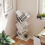 Estante em Forma de Árvore de 7 Níveis Estante de Livros com 7 Prateleiras e Estrutura de Aço 50x24x109 cm Branco