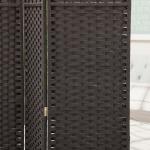 Biombo de 6 Painéis Separador de Ambientes Dobrável 240x1,6x170 cm para Sala de Estar Dormitório Escritório Marrom
