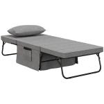 Sofá Cama 4 em 1 Estofado em Linho com Encosto Ajustável em 5 Níveis e Almofada Acolchoada 75x80x74 cm Cinza