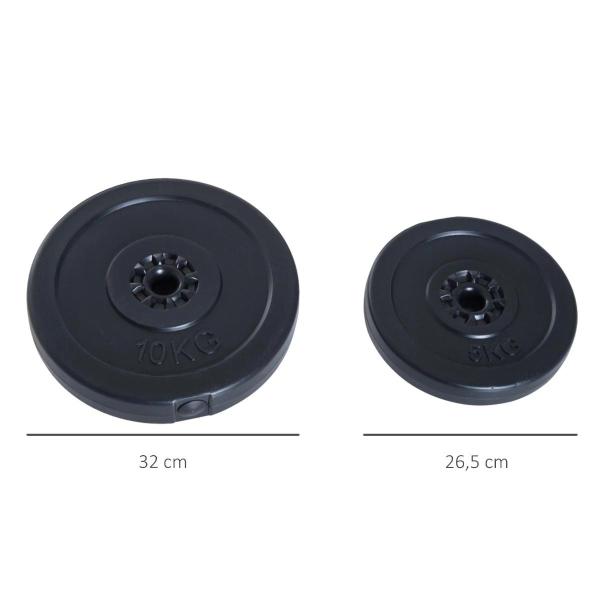 Conjunto de 4 discos de peso de 5 kg e 10 kg com orifício de Ø25 mm preto