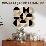 Quadro Decorativo de Parede Geométrico Decoração de Parede Moderno 3D 60x60 cm com Espelho de Plástico Preto e Madeira