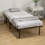 Estrutura de Cama 90x190 cm de Aço com Espaço de Armazenamento em Madeira de Álamo Capacidade 300 kg Preto