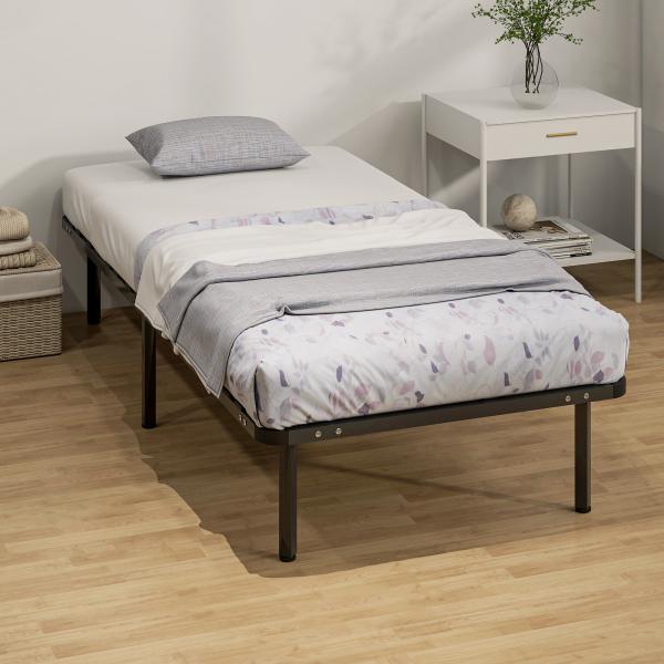 Estrutura de Cama 90x190 cm de Aço com Espaço de Armazenamento em Madeira de Álamo Capacidade 300 kg Preto