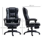 Cadeira de Escritório e Giratória Cadeira de Escritório com Altura Ajustável 6 Pontos de Massagem Controle Remoto e Apoio para os Pés Retrátil 68,5x68,5x119 - 127cm Preto