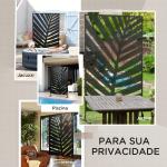 Biombo de 3 Peças Separador de Ambientes com Desenho de Folha de Bananeira Biombo para Exterior 122x45x198 cm Preto