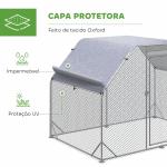 Galinheiro para Exterior Grande de Aço Galvanizado 280x190x195 cm Gaiola para Galinhas com Cobertura de Tecido Oxford Prata