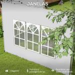 2 Paredes Laterais para Tenda de 3x3 / 3x4 m 295x195 cm Parede de Substituição de Tecido Oxford para Tendas Dobráveis Branco