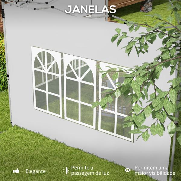 2 Paredes Laterais para Tenda de 3x3 / 3x4 m 295x195 cm Parede de Substituição de Tecido Oxford para Tendas Dobráveis Branco