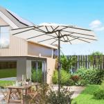 Guarda - Sol Duplo de Jardim 46x26 m com Manivela Manual Proteção UV50+ Capa Resistente à Água Branco