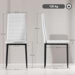 Conjunto de 6 Cadeiras de Sala de Jantar Estofadas em Linho com Pernas em Metal Cadeiras Modernas para Cozinha Quarto Suporta até 120 kg 41x50x97 cm Branco