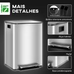 Balde de Lixo de Cozinha com 2 Compartimentos 2x30L Pedal Fechamento Suave e Cubo Amovível Prata