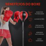 Punching Ball de Boxe com Altura Ajustável Base Recarregável e Luvas para Adolescentes Ø43x125 - 145 cm Vermelho e Preto