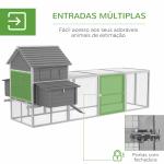 Galinheiro Grande de Madeira para 4 - 6 galinhas com Casa Principal Ninhos Área Aberta de 2,25 ㎡ 310,5x149,5x149 cm Cinza