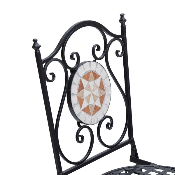 Conjunto de 2 Cadeiras Dobráveis de Jardim Cadeiras com Mosaico Carga Máxima 120 kg 50x40x94,5 cm Preto
