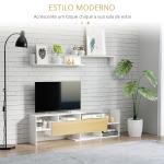 Móvel de TV Moderno Móvel para Televisores 153,6x25x42cm e Prateleira de Parede 150x14,5x16,3cm Branco e Madeira