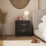 Mesa de Cabeceira Moderna com 2 Gavetas para Sala Quarto Capacidade 30 kg 45x39,5x49 cm Preto