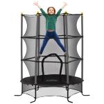 Trampolim para Crianças com Rede de Segurança e Estrutura de Aço para Interiores e Exteriores Carga 50 kg Ø163x190 cm Preto