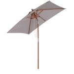 Chapéu de Sol de Jardim 200x150x230cm Chapéu de Sol Retangular Inclinável com Polia Duplo Teto e Mastro Desmontável de Madeira para Terraço Pátio Cinza