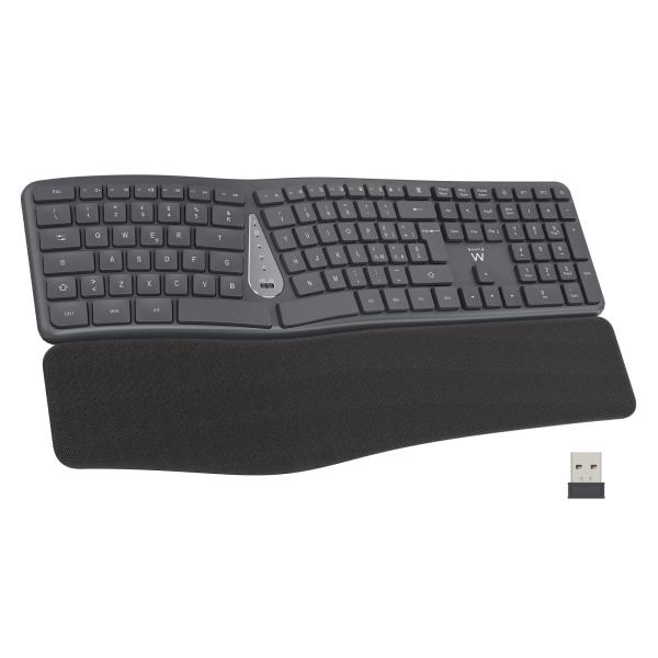 Teclado Ewent EW3290 Ergonómico Multimodo Bluetooth/2.4Ghz Wireless PT Preto