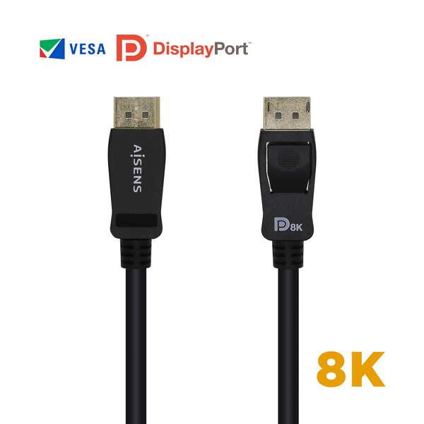 Cabo DisplayPort 1.4 AISENS Certificado Macho/Macho 8K 60 Hz 2 m Preto — Recondicionado