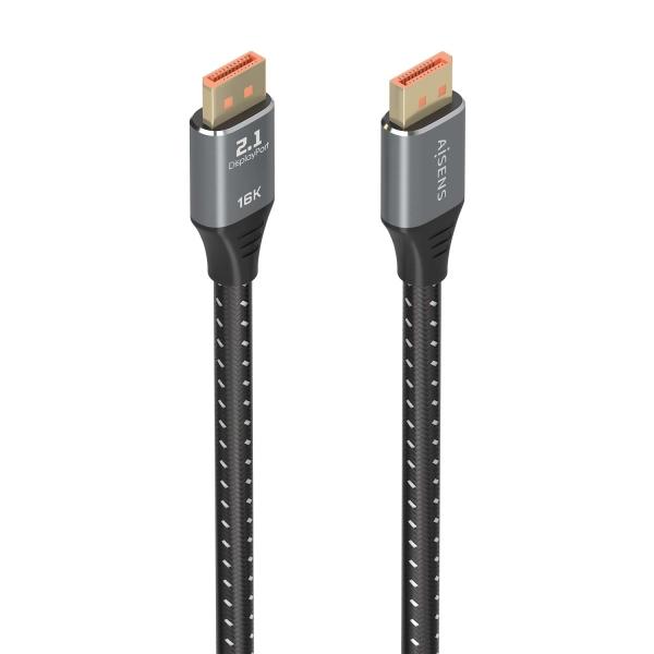 Cabo DisplayPort 2.1 AISENS Macho/Macho 16K 60 Hz 80 Gbps 2 m Preto — Recondicionado