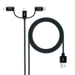Cabo USB 3 em 1 Nanocable USB - A > 1x USB - C + 1x Micro - USB + 1x Lightning 1 M Preto