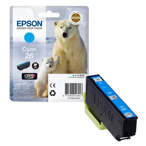 Tinteiro Original Epson nº26 Azul — Recondicionado