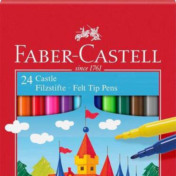 Marcadores Faber - Castell Castle Pack de 24 – Tinta à Base de Água Lavável – Cores Sortidas