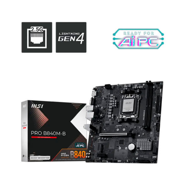 Motherboard MSI PRO B840M - B AMD B840 AM5 micro ATX — Recondicionada