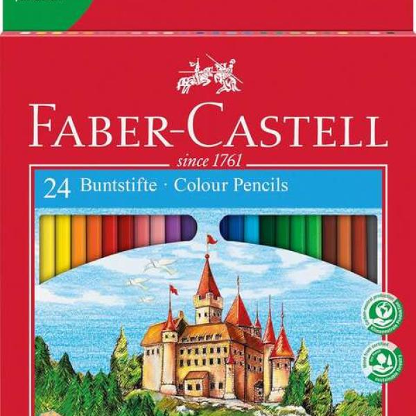 Lápis de Cor Hexagonais Faber - Castell Classic Colour Pack de 24 – Resistentes à Quebra – Cores Sortidas