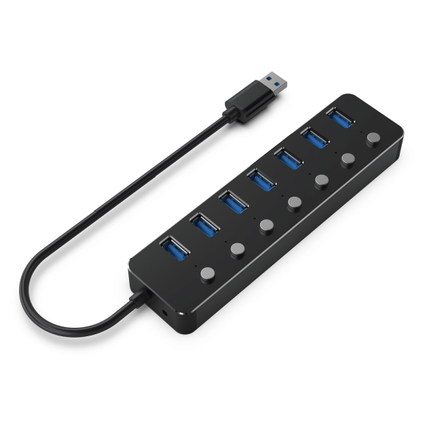 Hub Usb3.0 Gembird com 7 Portas Usb 3.0 Com On/Off Preto — Recondicionado