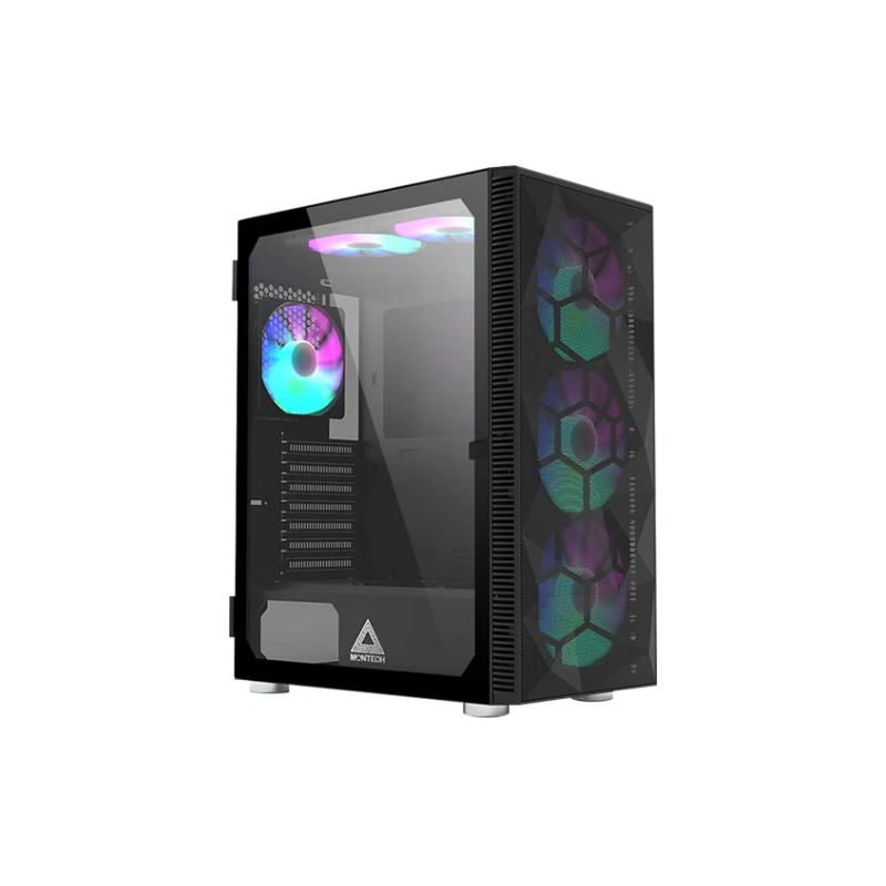 Caixa Montech X3 Mesh c/ vidro temperado Preto — Recondicionada