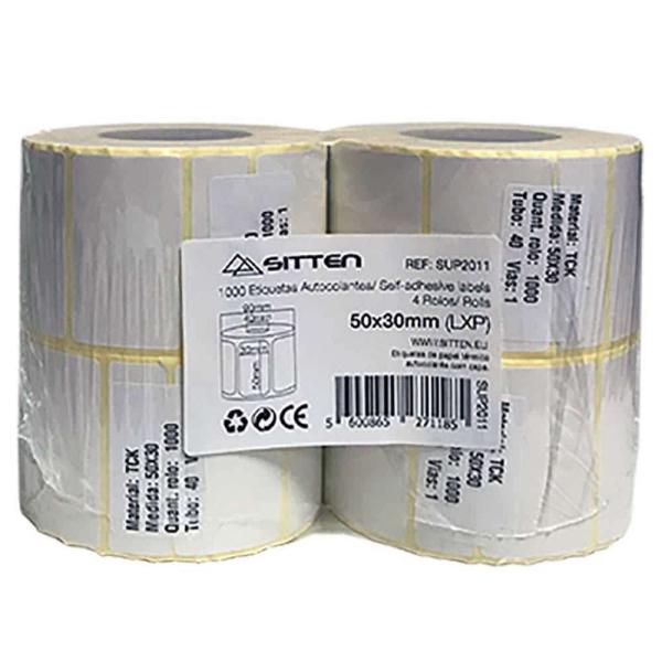 Rolo de etiquetas autocolantes 4x Rolo 50x30mm x 1000 — Recondicionado