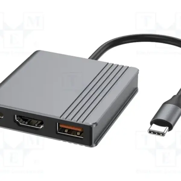 Adaptador Multiportas GEMBIRD USB - C 3 em 1 – USB - A HDMI 4K e USB - C PD 90 W