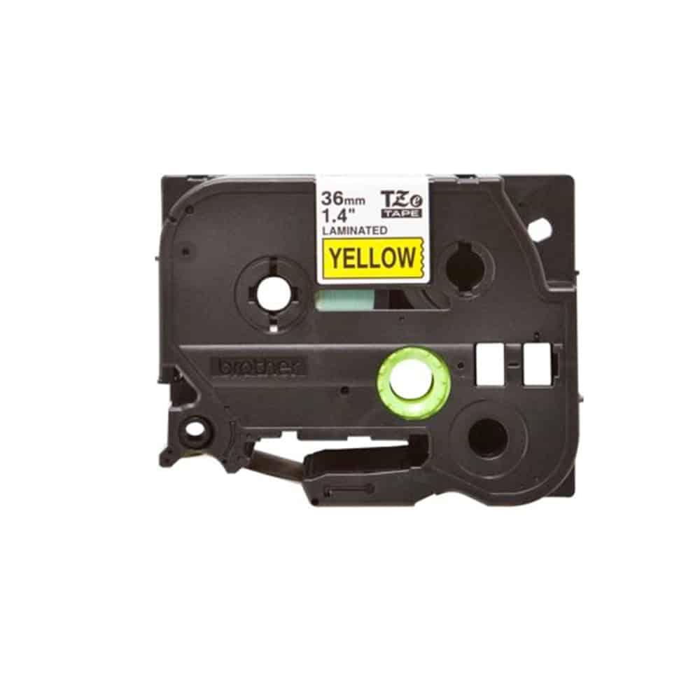 Fita Original Brother TZe661 Laminada Texto Preto em Fundo Amarelo 36mm x 8 metros — Recondicionada