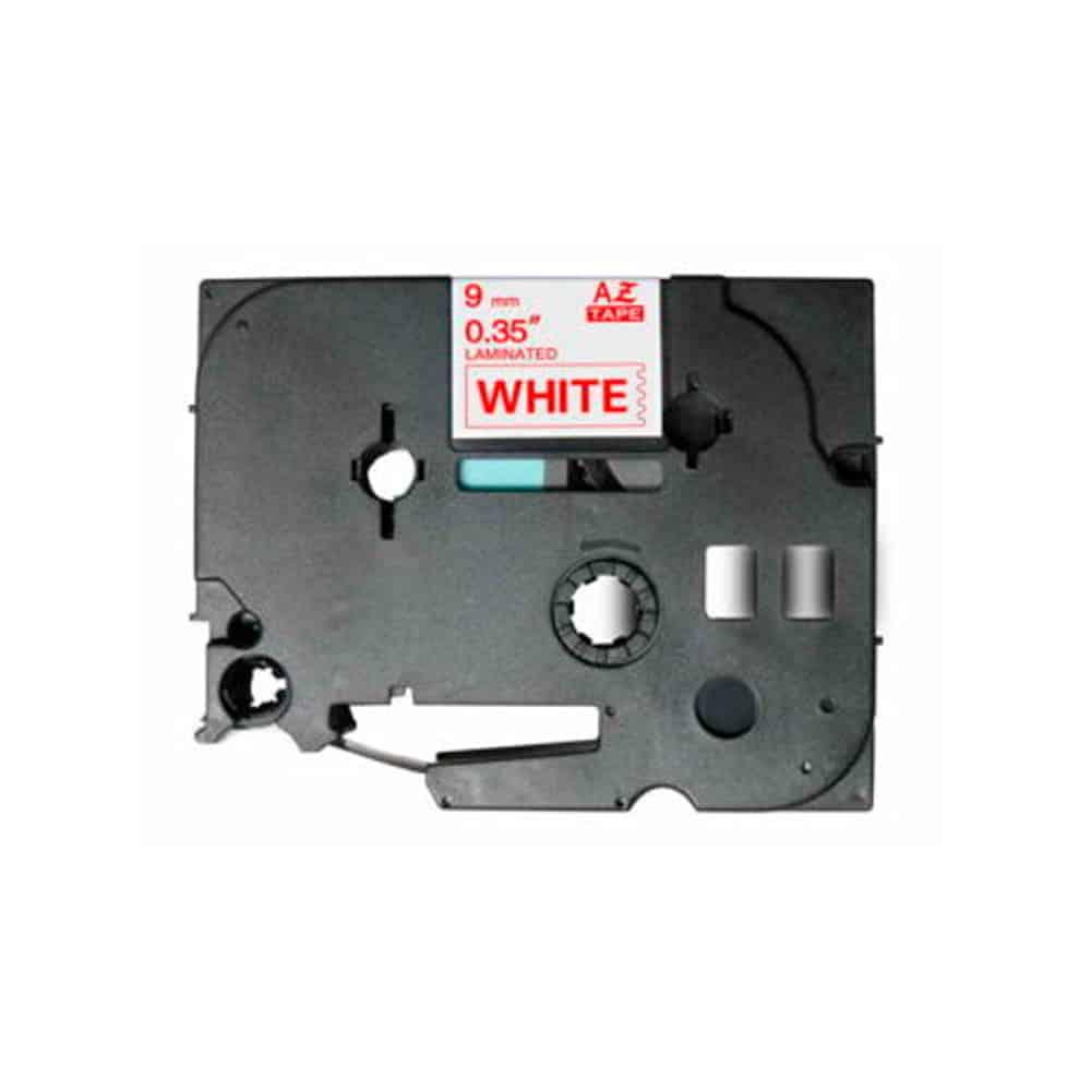Fita Compatível Brother TZe222 Laminada Texto Vermelho em Fundo Branco 9mm x 8 metros — Recondicionado