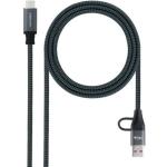 Cabo USB 3.2 Tipo - C Nanocable 10.01.4111 - L150 - COMB, recondicionado — USB Tipo - C Macho + USB Macho, até 100W, 20Gbps, 1,5m, Cinza e Preto