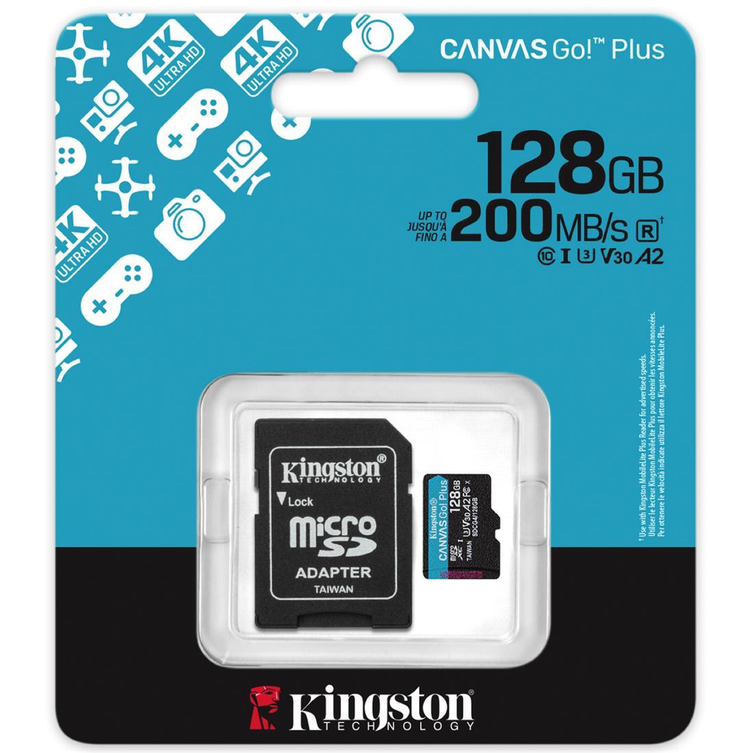 Cartão microSDXC 128GB Canvas Go Plus Gen4 200MB/s A2 U3 V30 Card + Adapter — Recondicionado