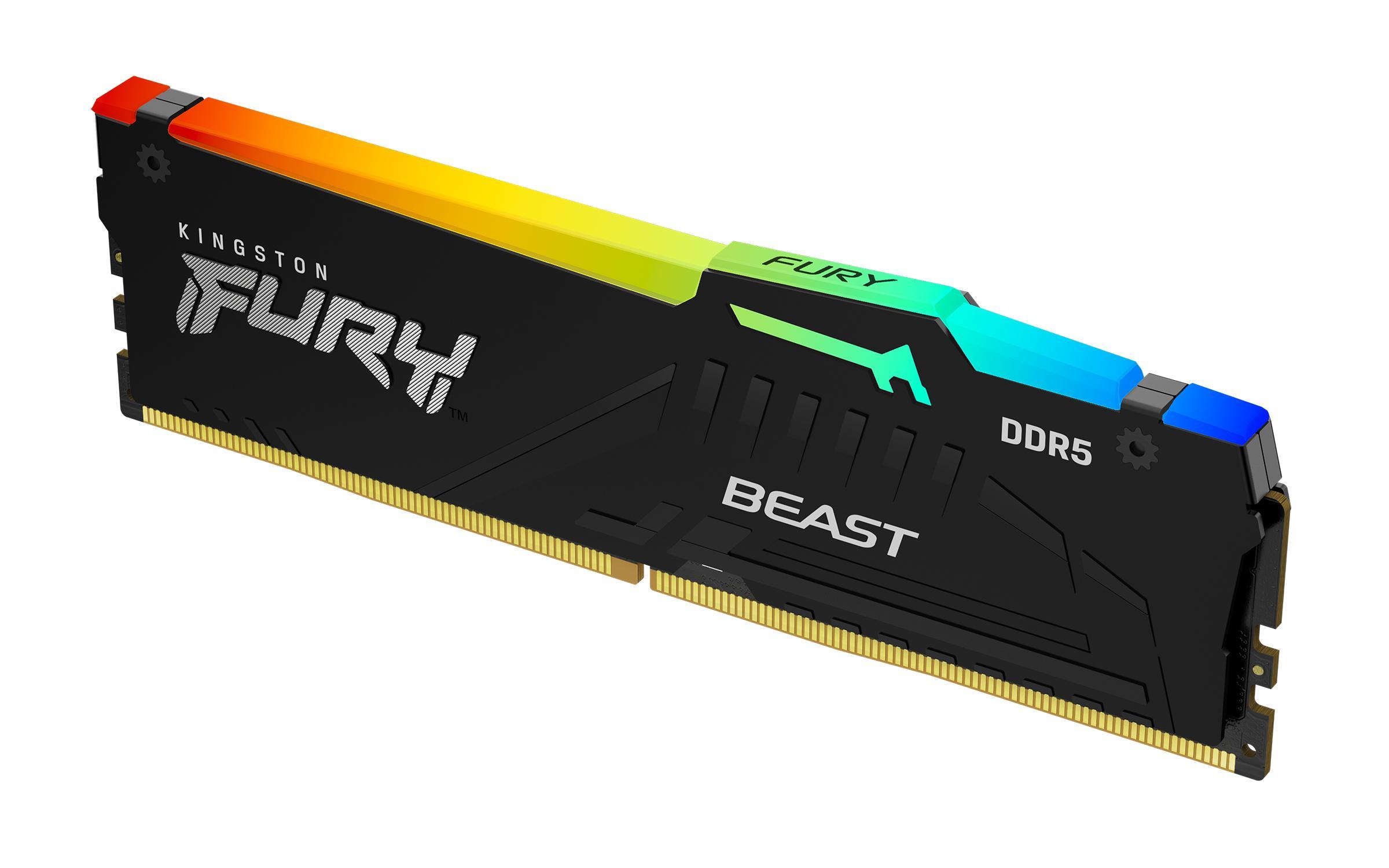 Memória DIMM Kingston FURY Beast RGB 32GB 1x32Gb 5600MT/s DDR5 CL36 — Apenas AMD AM5 e Intel 14ª e acima — Recondicionada