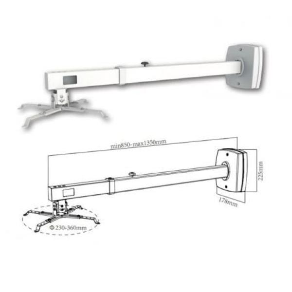Suporte de Parede para Vídeo Projetor Approx appSV03P Extensível até 10 kg — Recondicionado
