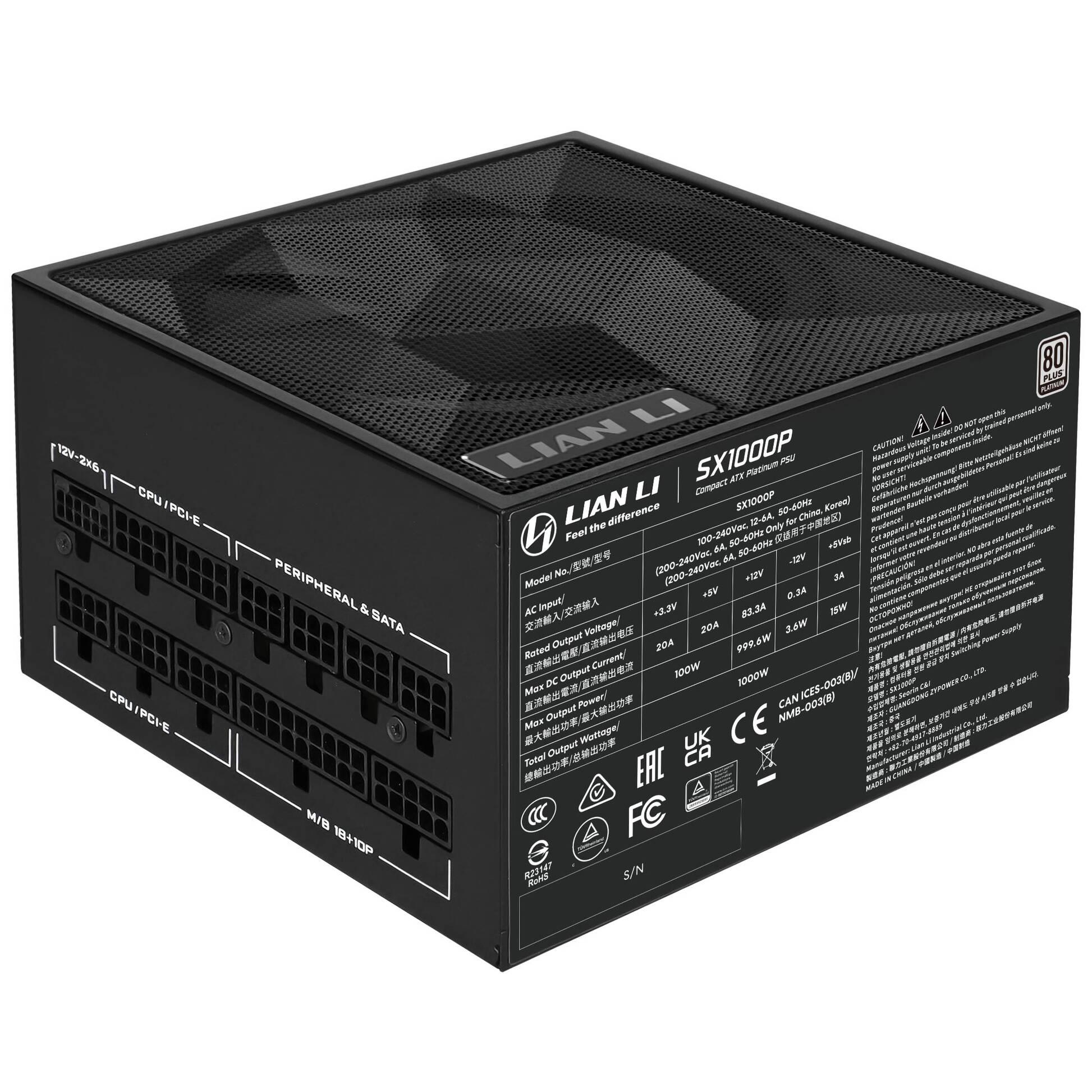 Fonte de Alimentação Modular Lian Li SX 1000W 80+ Platinum Preto — Recondicionada