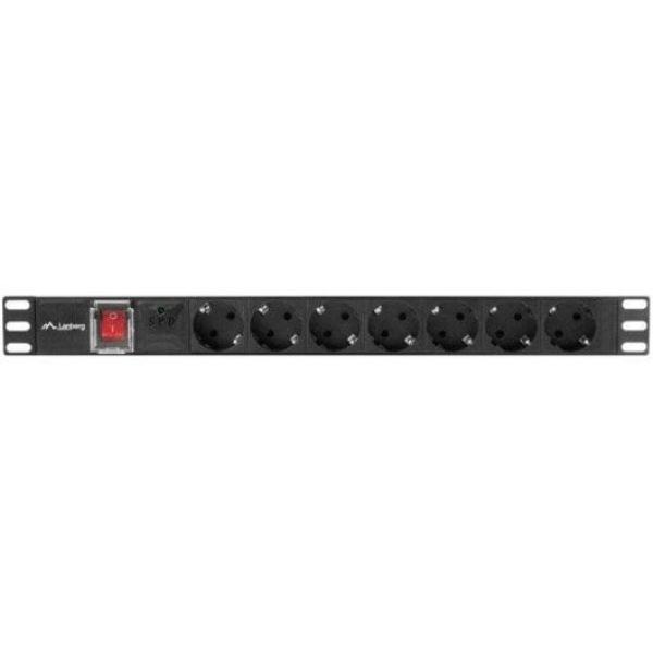 PDU Lanberg PDU - 07F - 0200 - IEC - BK 7 Schucko 1U Preto 2 Metros — Recondicionado